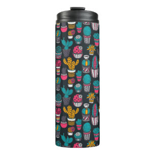 Termo Cactus dibujado mano en modelo del estilo del