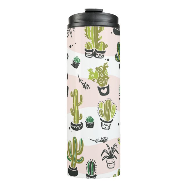 Termo Cactus dibujados a mano: sin costuras vintage. (Anverso)