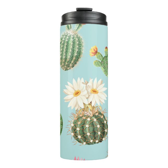 Termo Cactus, flores rosas: decoración luminosa (Anverso)