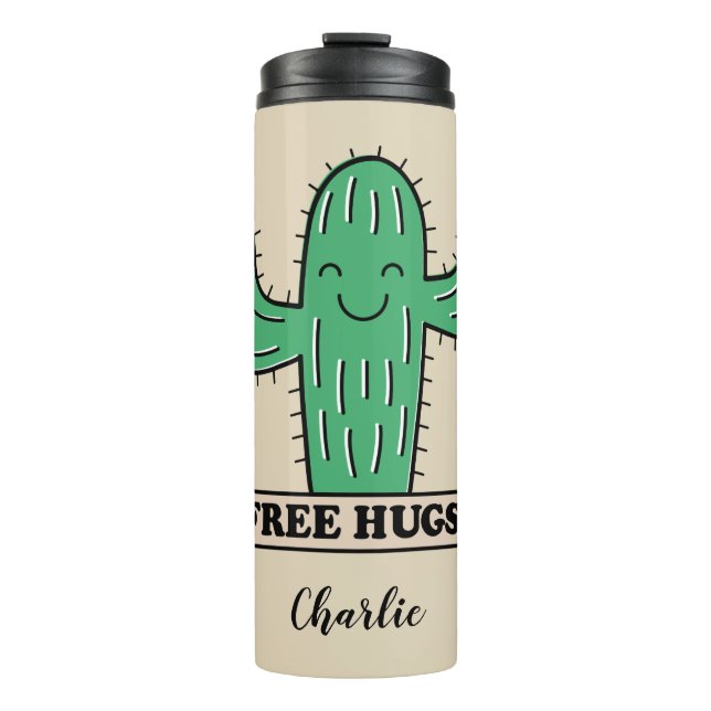 Termo Cactus Hugs gratis nombre personalizado tumbler (Anverso)
