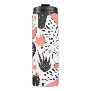 Termo Cactus, monstera: moderno patrón sin costuras.