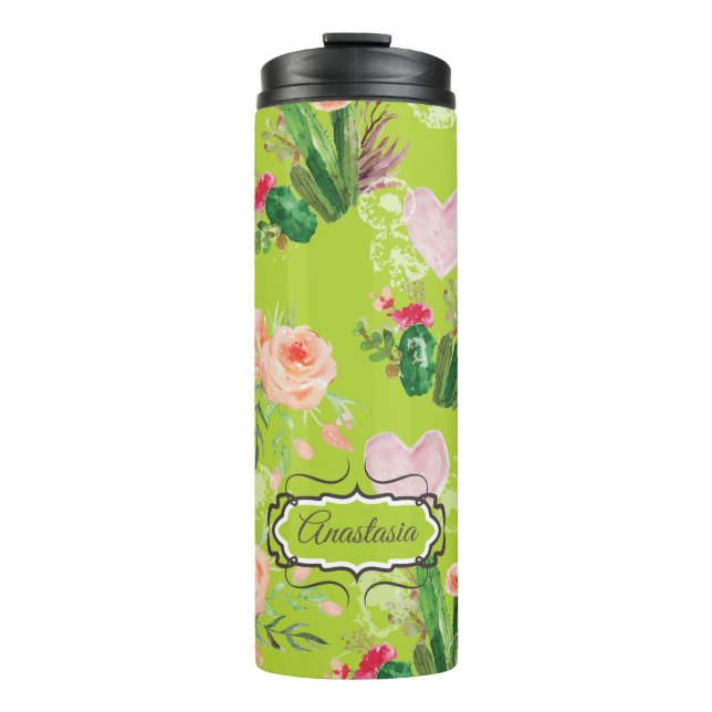 Termo Cactus Personalizadas Pastel Floral (Anverso)