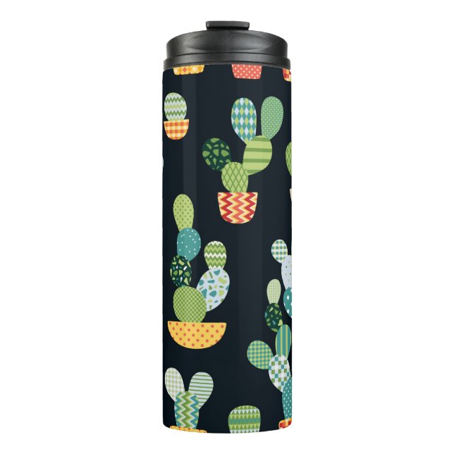 Termo Cactus seamless pattern in patchwork style with pl (Anverso)