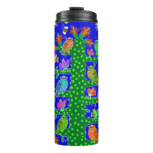 Termo Cactus Tree of Life with Owls and Birds