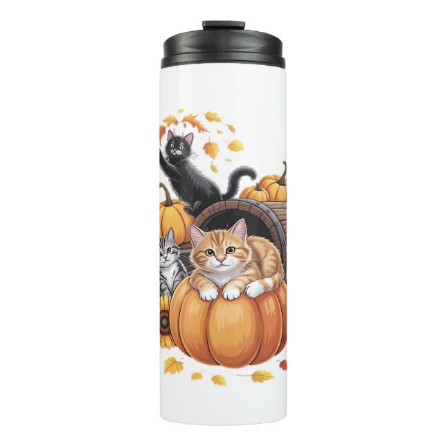 Termo Caen los gatos Calabazas del otoño Girasol de Acci (Anverso)