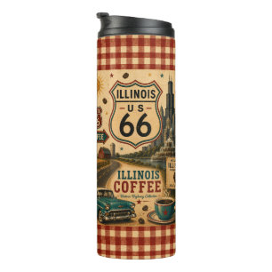 Termo Café al aire libre de la ruta 66 de Illinois Glow