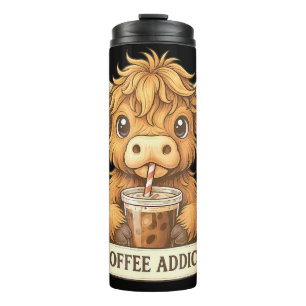 Termo Café delicioso de café de vaca de la Cute Highland