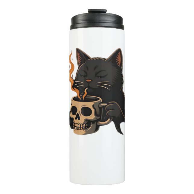 Termo Café Gato Oscuro Con Mug De Calavera Sobredimensio (Anverso)