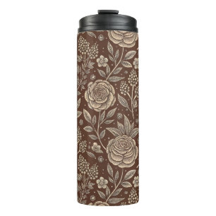 Termo Cafe Rosa Wild Floral Pattern