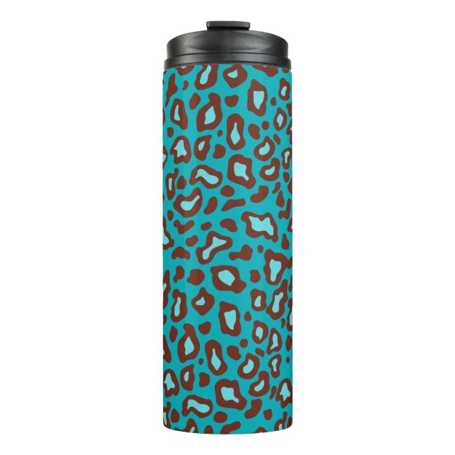 Termo Café termal retro de leopardo turquesa (Anverso)