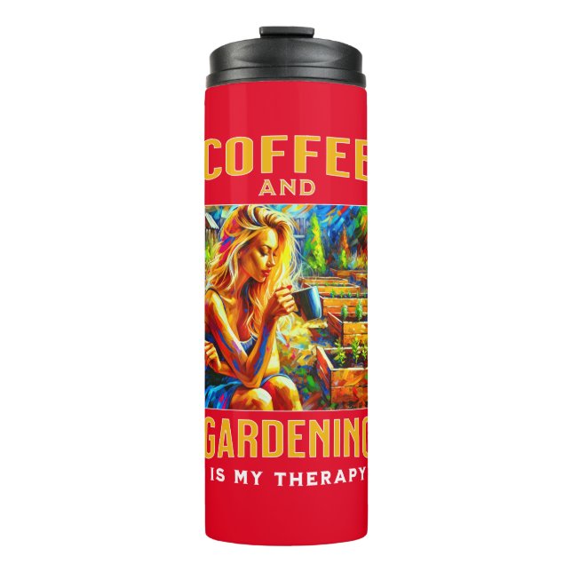 Termo Café y jardinería es mi terapia (Anverso)