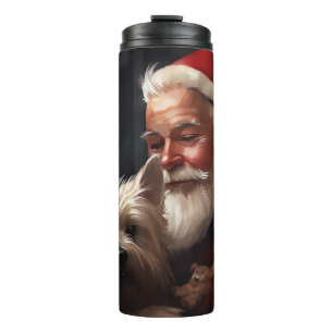 Termo Cairn Terrier con Papá Noel Festivo de Navidad