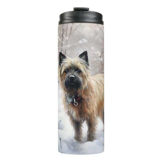 Termo Cairn Terrier deja que nieve Navidades (Anverso)