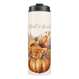 Termo Calabaza con flores- Agradecidos y agradecidos-