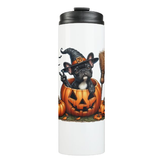 Termo Calabaza de calabaza de Bulldog francés Halloween  (Anverso)