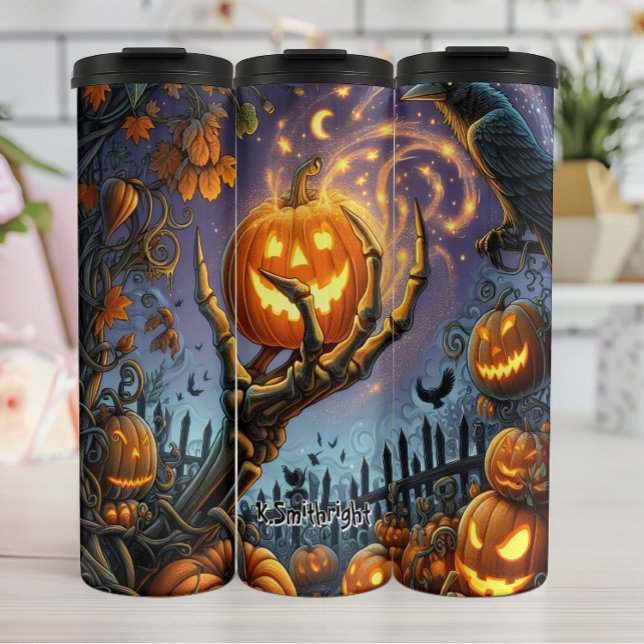 Termo Calabaza de calabaza para la mano del esqueleto as (Subido por el creador)