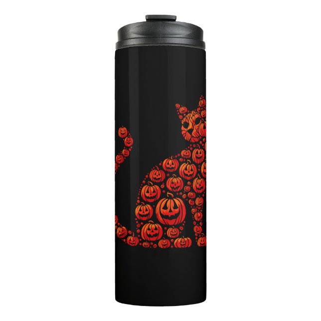 Termo Calabaza de gato Jack O Lantern Halloween hombres  (Anverso)