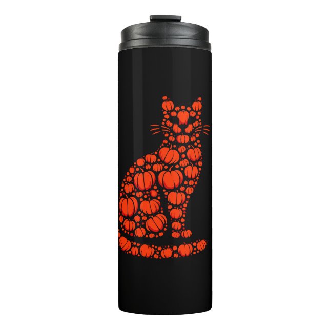 Termo Calabaza de gato Jack O Lantern Halloween hombres  (Anverso)
