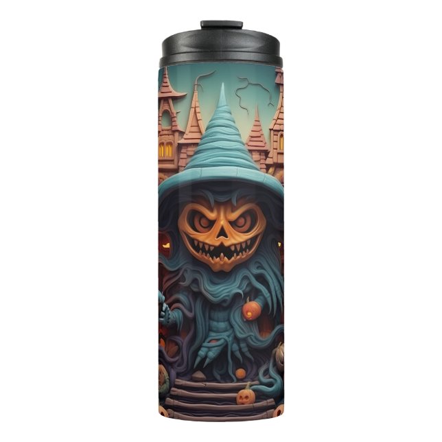 Termo Calabaza de Halloween 3D aterradora (Anverso)