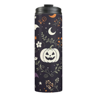 Termo Calabaza de Halloween floral morado oscuro