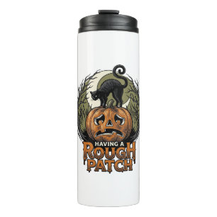 Termo Calabaza de Halloween Gato Parche Áspero Grabado A