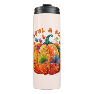 Termo Calabaza de otoño bendita y agradecida