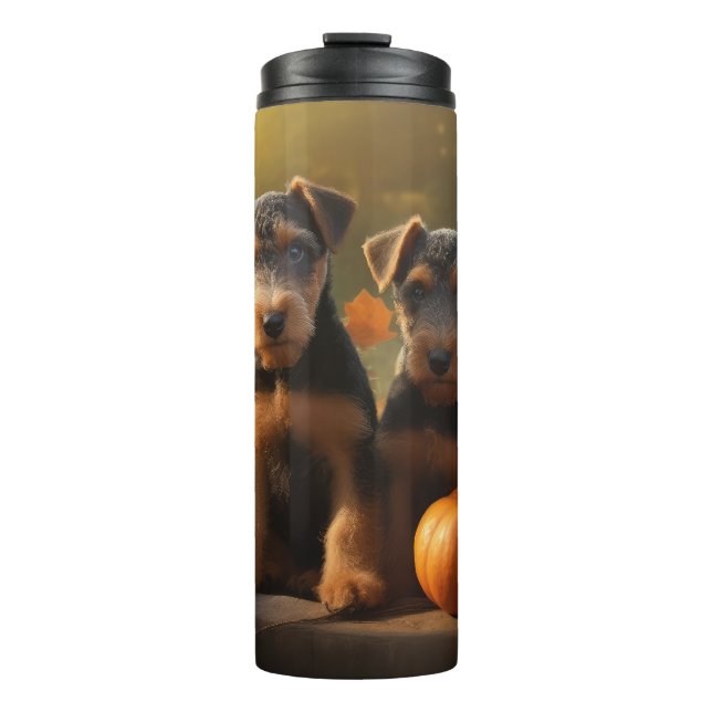 Termo Calabaza deslumbrante Airedale Puppy Autumn (Anverso)