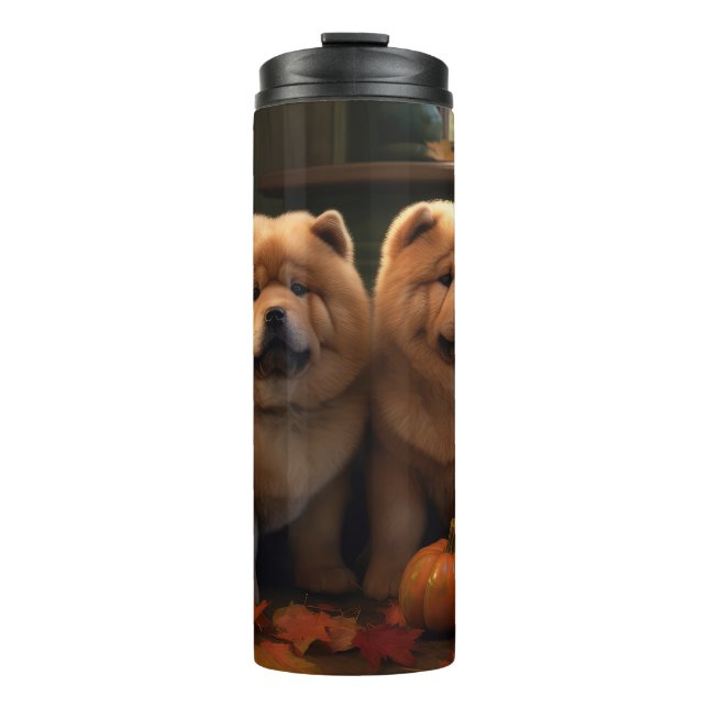 Termo Calabaza deslumbrante Chow Chow Puppy Autumn (Anverso)