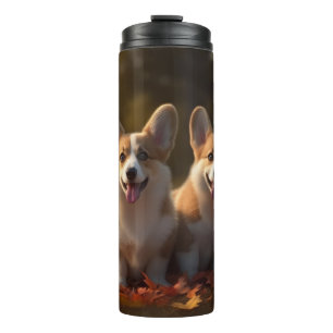 Termo Calabaza deslumbrante Corgi Puppy Autumn