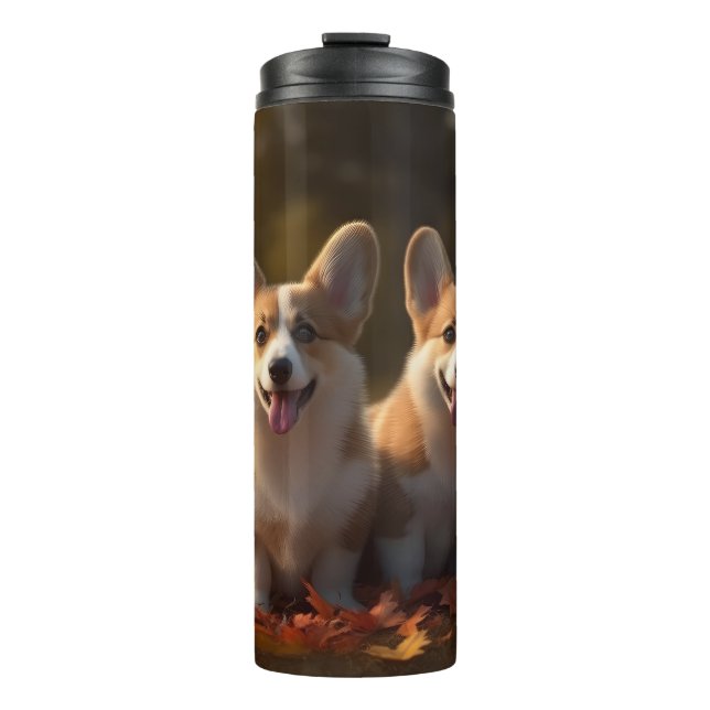 Termo Calabaza deslumbrante Corgi Puppy Autumn (Anverso)