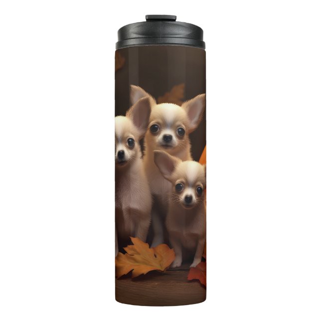 Termo Calabaza deslumbrante de Chihuahua Puppy Autumn (Anverso)