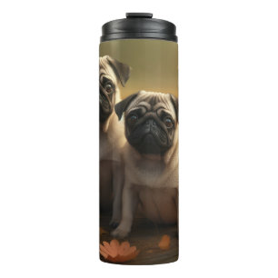 Termo Calabaza deslumbrante de la pug pipa otoño