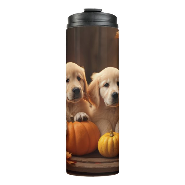 Termo Calabaza deslumbrante de otoño de Golden Retriever (Anverso)