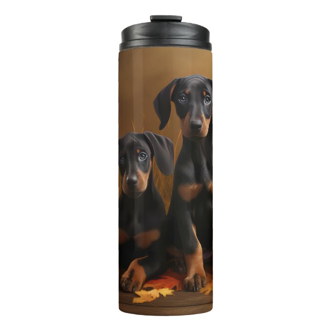 Termo Calabaza deslumbrante Doberman Puppy Autumn (Anverso)