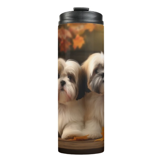 Termo Calabaza deslumbrante Lhasa Apso Puppy Autumn (Anverso)