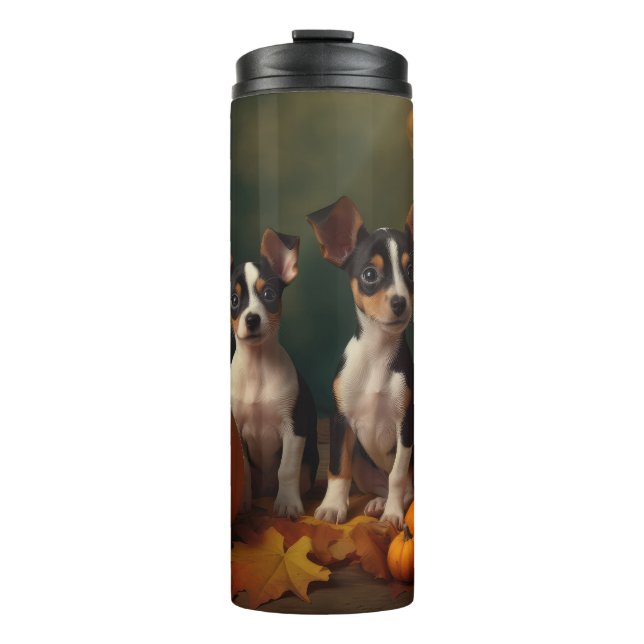 Termo Calabaza deslumbrante Rat Terrier Puppy Autumn (Anverso)