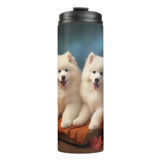 Termo Calabaza deslumbrante Samoyed Puppy Autumn (Anverso)