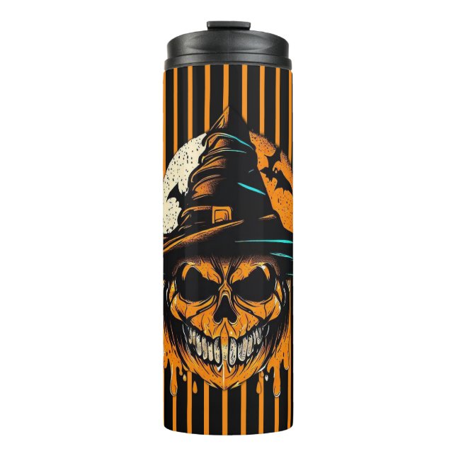 Termo calabaza/Halloween/calavera/espeluznante (Anverso)