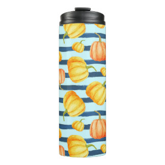 Termo Calabaza naranja: decoración a rayas acuáticas.