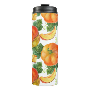 Termo Calabaza naranja: Patrón veraniego-otoño.