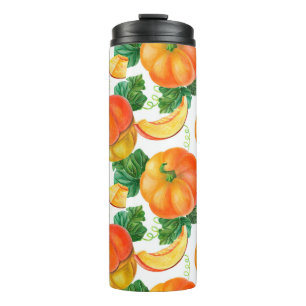 Termo Calabaza naranja sobre fondo blanco. Patata sin fo