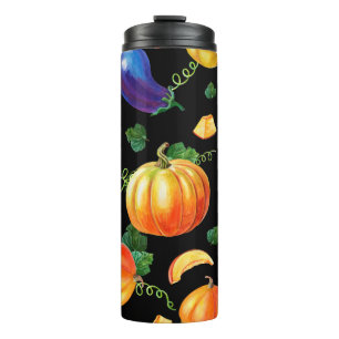 Termo Calabaza naranja, zucchini a rayas, berenjena azul