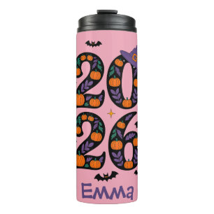 Termo Calabazas de Halloween rosadas 2026 Sombrero de Br