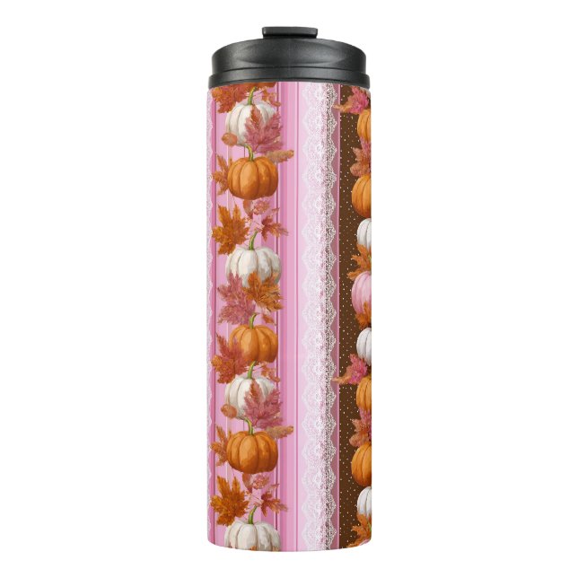 Termo Calabazas otoñales y patrón sin foco floral (2) (Anverso)