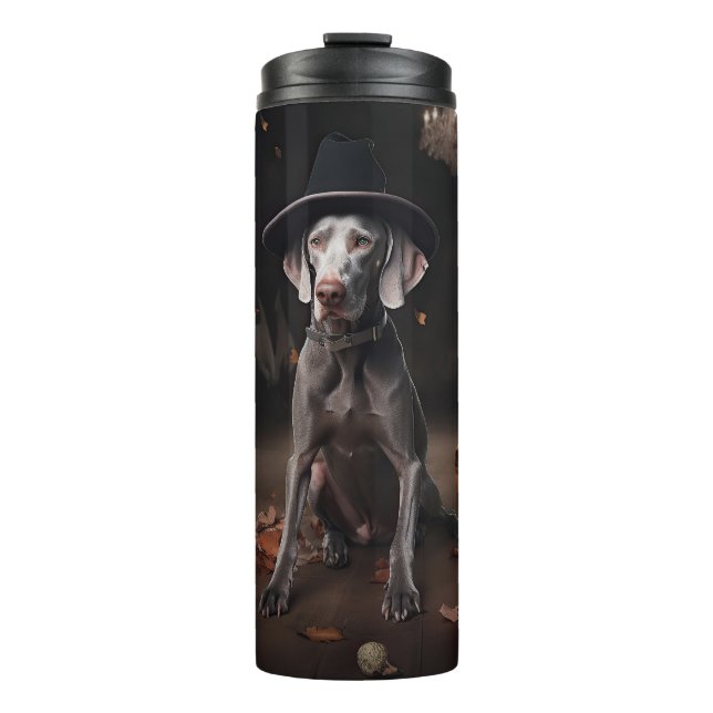Termo Calabazas Weimaraner Halloween Espeluznante (Anverso)