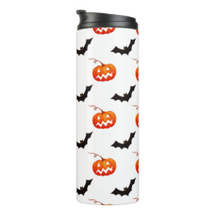Termo Calabazas y murciélagos de Halloween, truco o truc