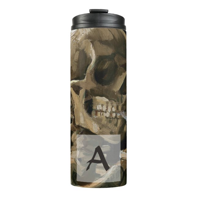 Termo Calavera con cigarrillo en llamas Van Gogh Monogra (Anverso)