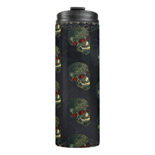 Termo Calavera de Araña con Joyas y Rosas Glam Gótico Fi