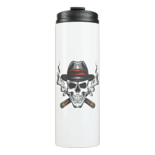 Termo Calavera de gánster con sombrero fedora