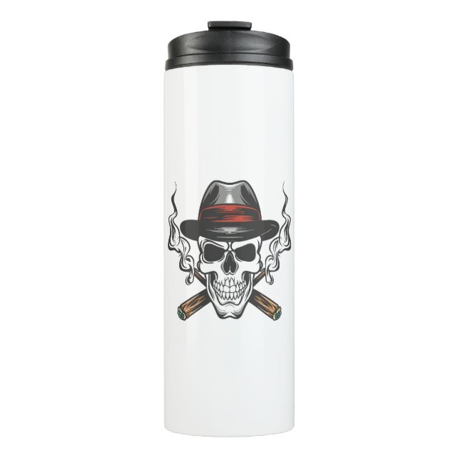 Termo Calavera de gánster con sombrero fedora (Anverso)